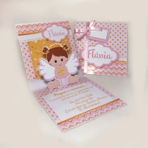 Convite Mini Pop Up - Batizado