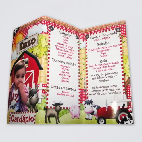 Cardápio Personalizado Fazendinha