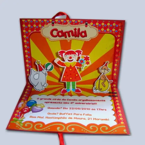 Convite Pop Up - Circo Menina