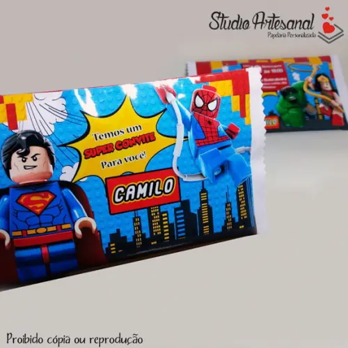 Convite Pipoca - Lego Super Hero