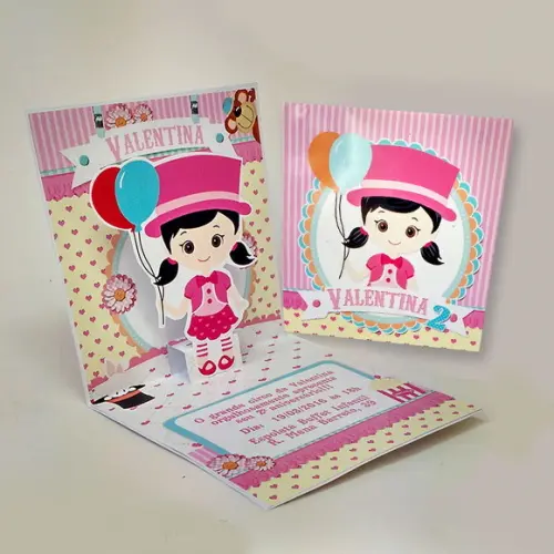 Convite Mini Pop Up - Circo Menina