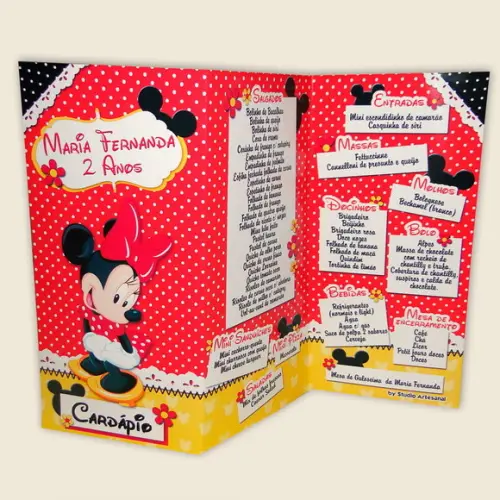 Cardápio Personalizado - Minnie Vermelha