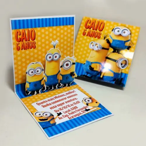 Convite Mini Pop Up - Minions