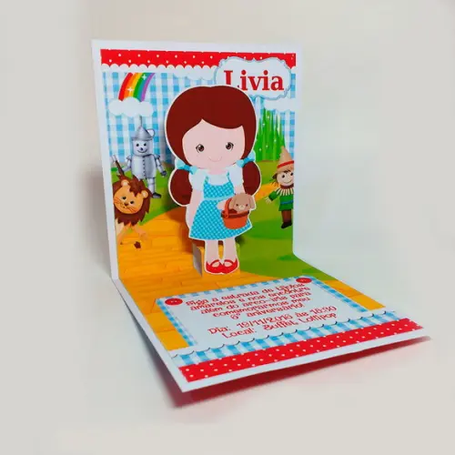 Convite Mini Pop Up - Mágico de Oz