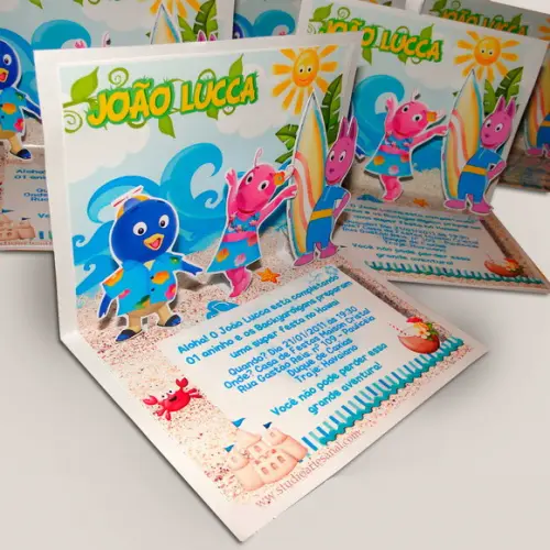 Convite Pop Up - Backyardigans no Hawaii