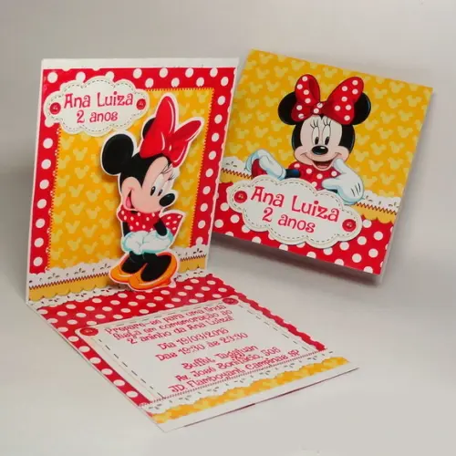 Convite Mini Pop Up - Minnie