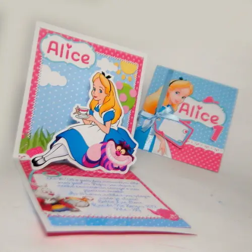 Mini Convite - Pop Up Alice