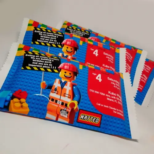 Convite Pipoca - Lego Construtor