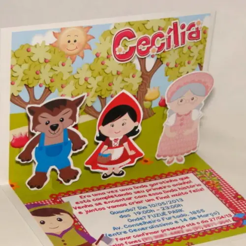 Convite Pop Up Chapéuzinho Vermelho