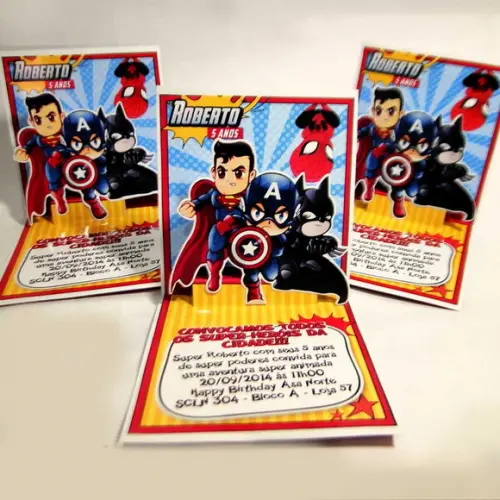 Convite Mini Pop Up - Super Herói