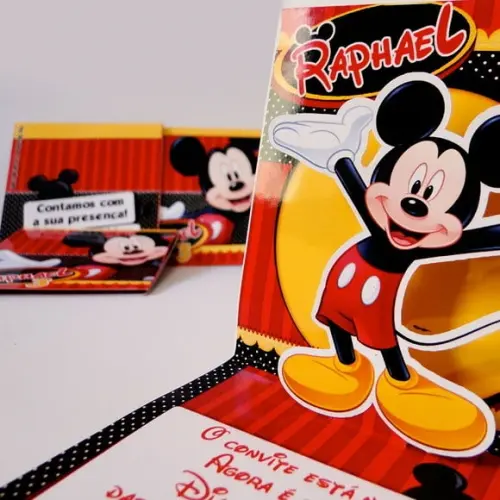 Convite Mini Pop Up - Mickey Mouse