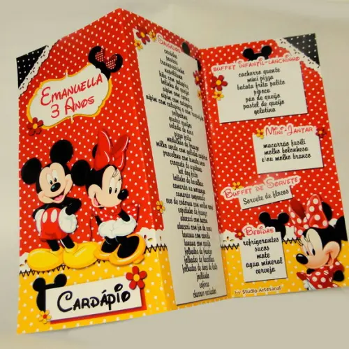 Cardápio Personalizado - Mickey e Minnie