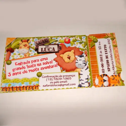 Convite Ingresso Safari - com Envelope