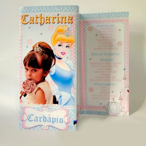 Cardápio Personalizado Tema Cinderela