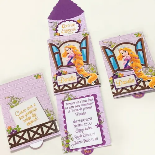 Convite "mágico" Torre da Rapunzel