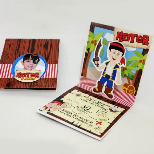 Convite Mini Pop Up - Jack e os Piratas