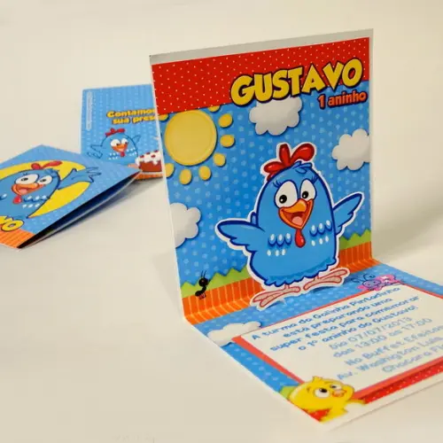 Convite Mini Pop Up - Galinha Pintadinha