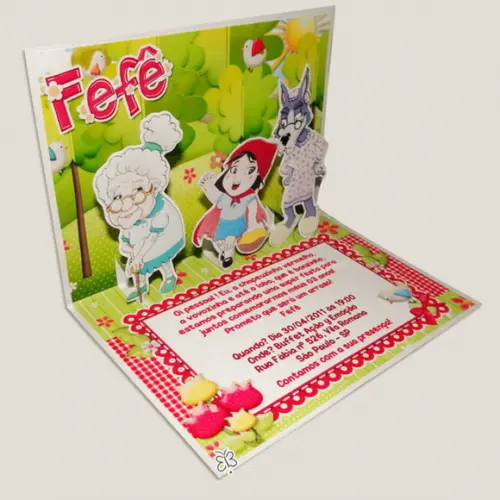 Convite Pop Up Chapéuzinho Vermelho