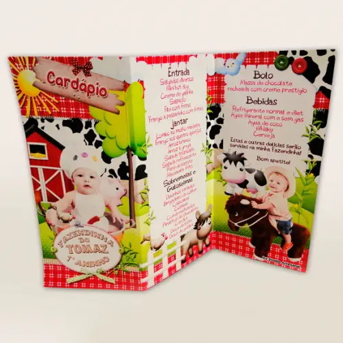 Cardápio Personalizado Fazendinha