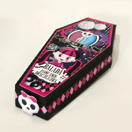 Convite Caixão Monster High Simple