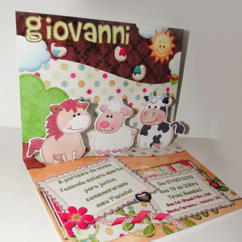 Convite Pop Up 3d - Fazendinha