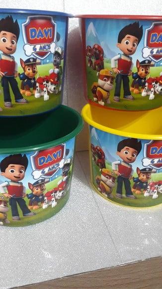 Balde de Pipoca Várias Cores de 1,5l Tema Patrulha Canina