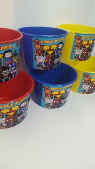 Balde de Pipoca Várias Cores de 1,5l Tema Super Herois Baby
