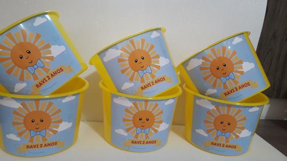 Balde de Pipoca Várias Cores de 1,5l Tema Raio de Sol