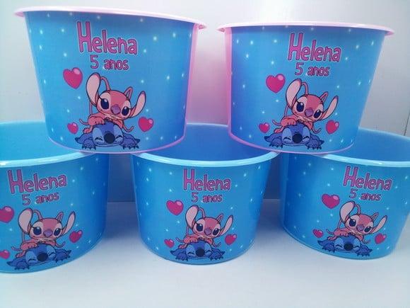 Balde de Pipoca Várias Cores de 1,5l Tema Stitch e Angel