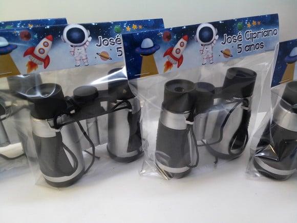 Binoculo Cor Prata com Detalhes em Preto Tema Astronauta