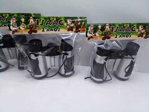 Binoculo Cor Prata com Detalhes em Preto Tema Mickey Safari