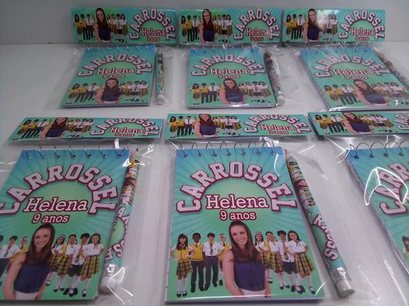 Bloquinho + Mini Lápis + Lapela Personalizada Carrossel