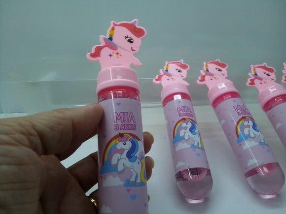 Bolha de Sabão com Líquido Tema Unicornio