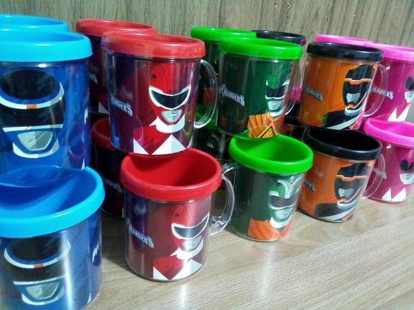 Caneca Acrílica 340ml Personalizada Tema Power Rangers
