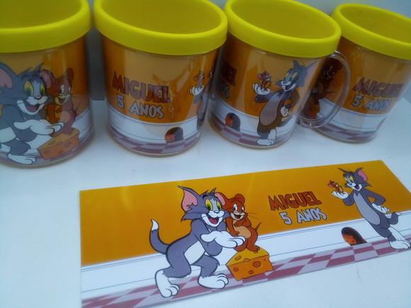 Caneca Acrílica de Rosquear 350ml Tema Tom e Jerry