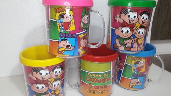 Caneca Personalizada com Papel Fotografico Turma da Monica
