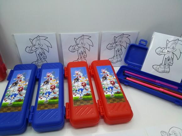 Canetinha Hidrografica com 6 Cores + Desenhos Sonic