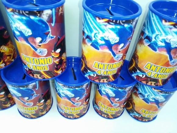 Cofre de Papelão Personalizado Tema Sonic