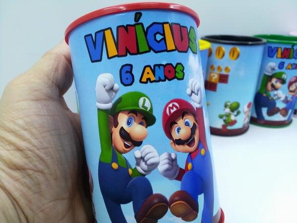 Cofre de Papelão Personalizado Tema Super Mario