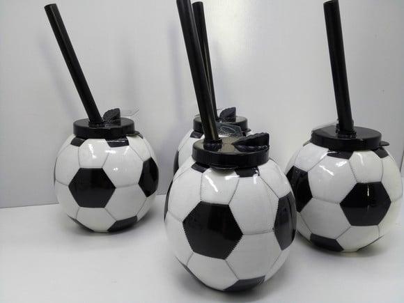 Copo Bola Futebol com Canudo 300ml