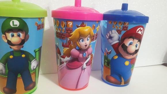 Copo Acrílico Personalizado com Canudo 500ml Mario Bros