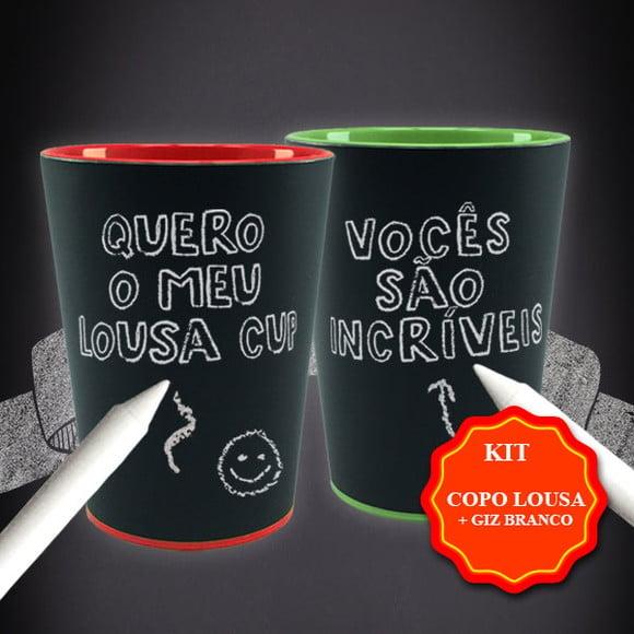 Copo Lousa com Giz de Cera + Saquinho + Fita Cetim