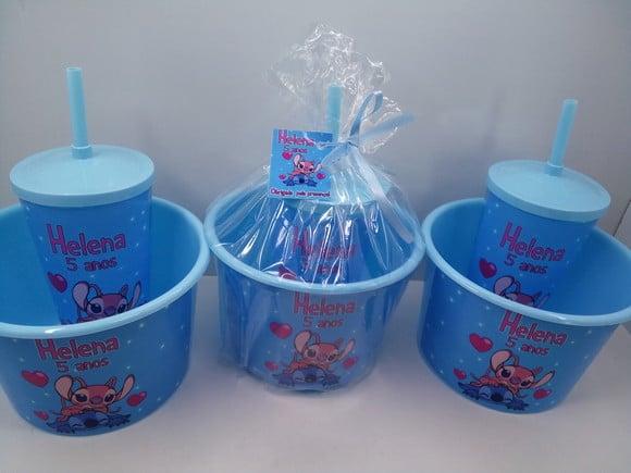 Kit Balde de Pipoca 1,5l + Copo com Tampa e Canudo 500 ml