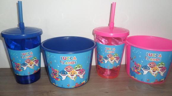 Kit Balde de Pipoca 1,5l + Copo com Tampa e Canudo 500 ml