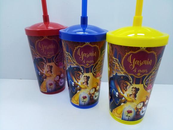 Kit Balde de Pipoca 1,5l + Copo com Tampa e Canudo 500ml