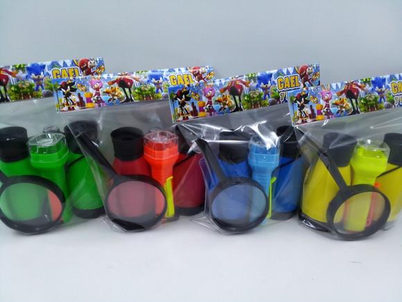 Kit Binoculo + Lanterna + Lupa Personalizado Tema Sonic