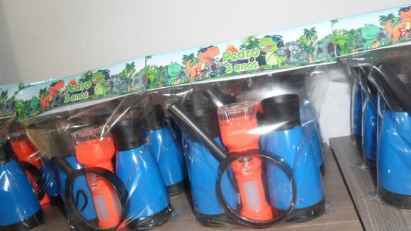 Kit Binoculo + Lanterna Colorida + Lupa Tema Dinossauro