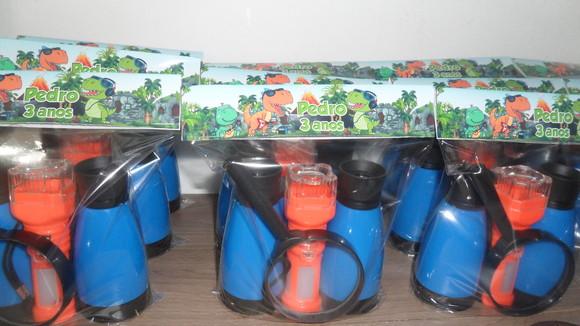 Kit Binoculo + Lanterna Colorida + Lupa Tema Dinossauro