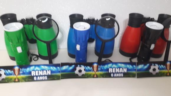Kit Binoculo + Lanterna Colorida + Lupa Tema Futebol