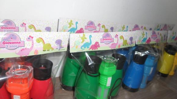 Kit Binoculo e Lanterna Personalizado Dinossauro Menina